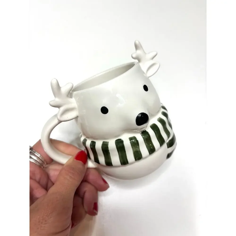 Crate & Barrel Snowy Reindeer Mug